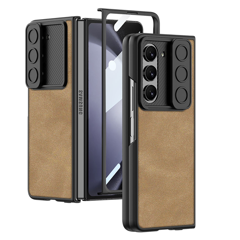 Ultra-thin Samsung Galaxy Z Fold5 Full Inclusive Leather Case with Film & Sliding Window Shell