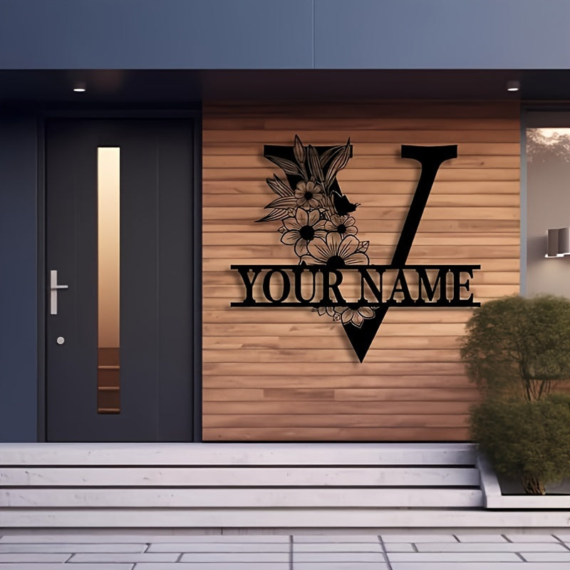 Custom Metal Plaque Family Name Sign  Personalized Split Letter Sign