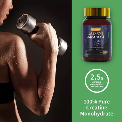 Marsta Creatine Capsules | 60 Capsules Per Bottle | Contains Rich Creatine Hydrate And Magnesium Stearate, Expands Muscle Energy Reserves And Replenishes Sugar, Maintaining Positive Nitrogen Balance | Suitable For Fitness People