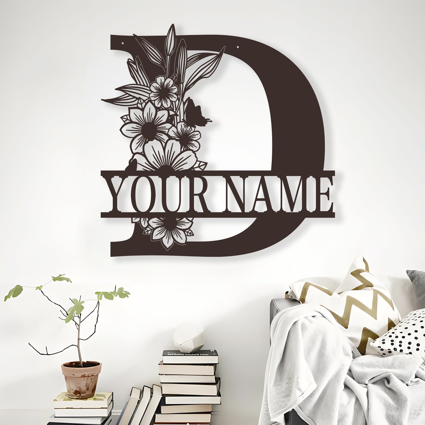 Custom Metal Plaque Family Name Sign  Personalized Split Letter Sign