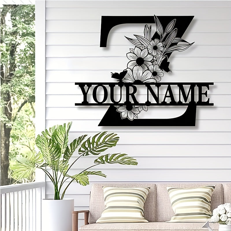 Custom Metal Plaque Family Name Sign  Personalized Split Letter Sign