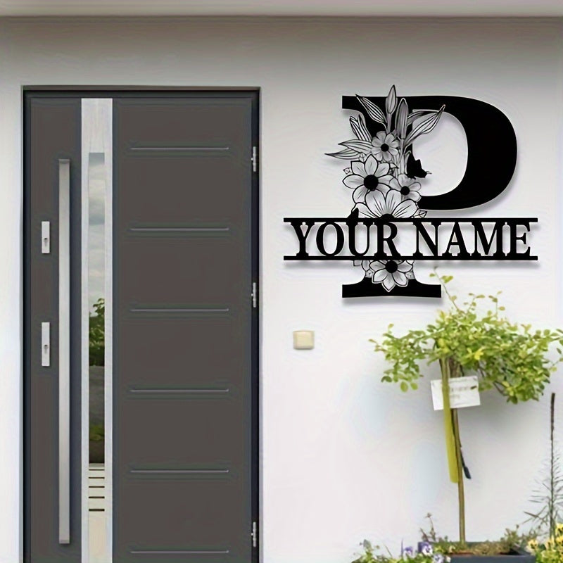 Custom Metal Plaque Family Name Sign  Personalized Split Letter Sign