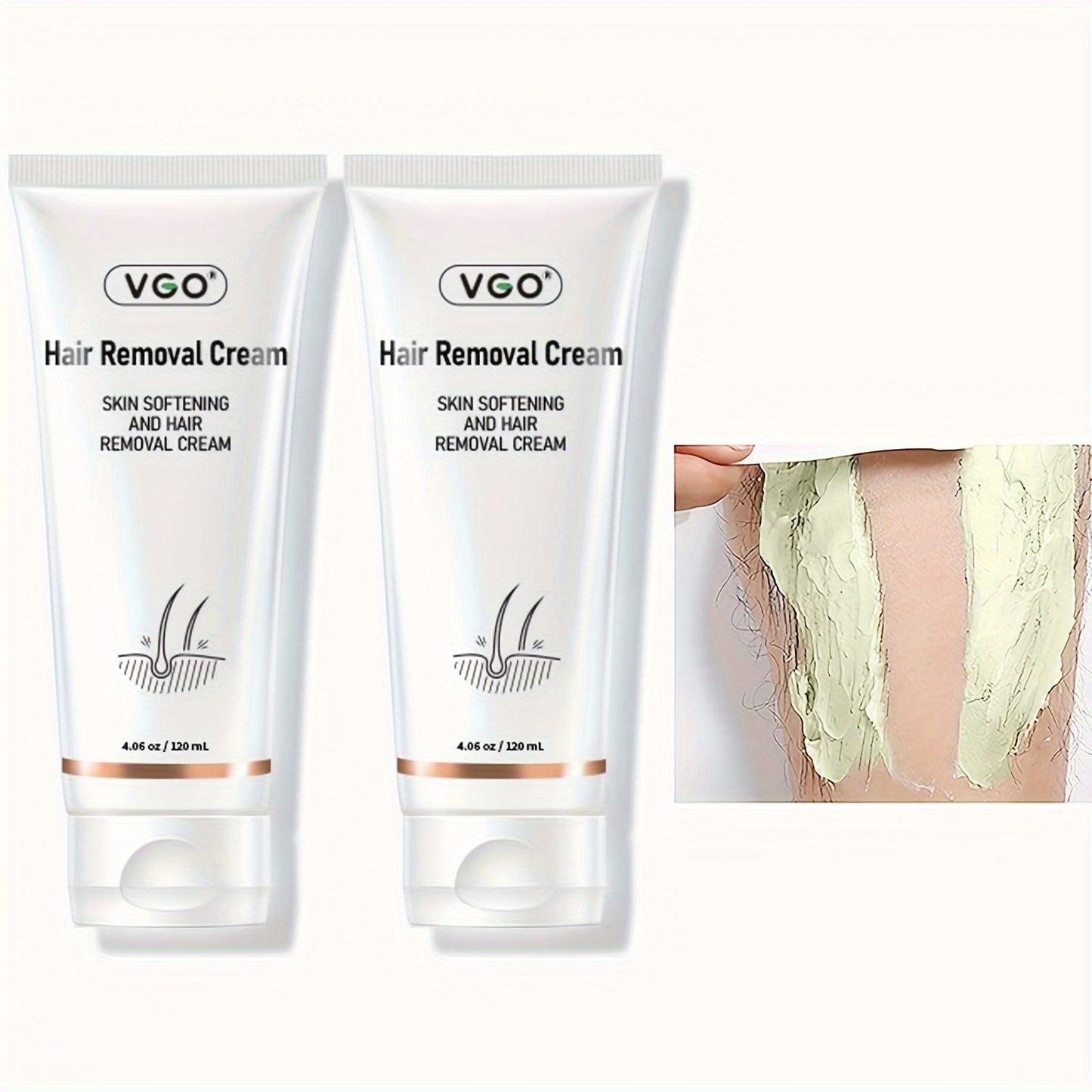 VGO Hair Removal Cream For Women & Men Painless Bikini Hair Removal Gel Hair Removal Lotion For Unwanted Hair, All Skin Types 120ml * 4PCS