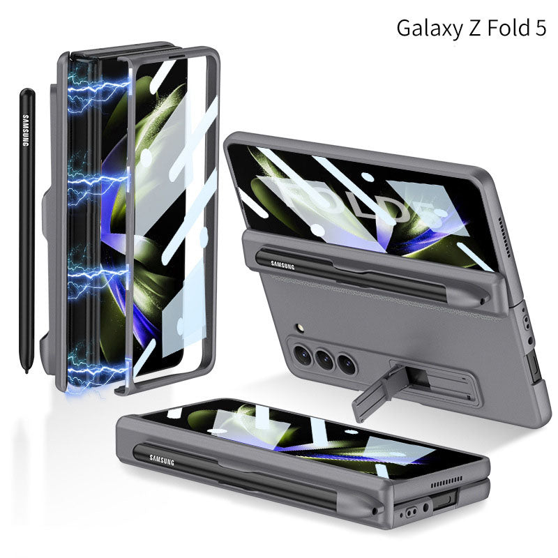Samsung Galaxy Z Fold5 Case Full Coverage Case with Tempered Glass Protector and Pen Tray Holder