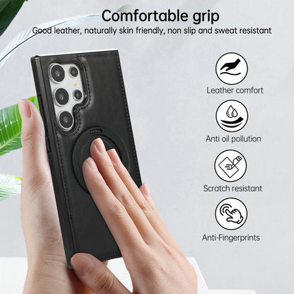 Luxurious Leather Protective Cover With Magnetic Bracket For Samsung Galaxy