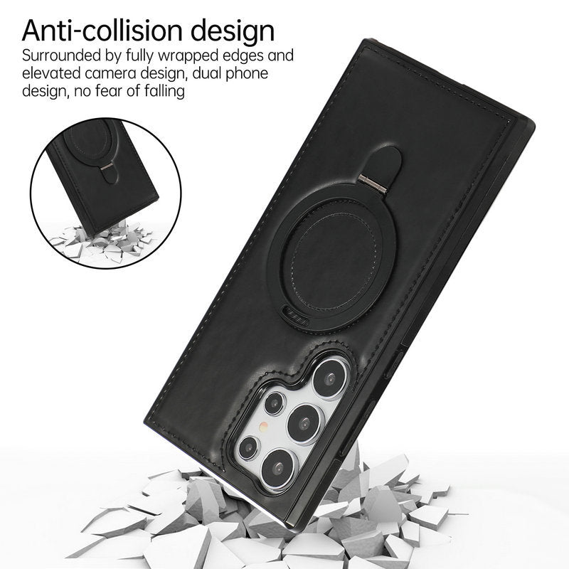 Luxurious Leather Protective Cover With Magnetic Bracket For Samsung Galaxy