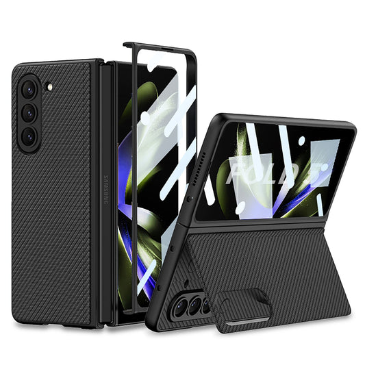 Leather Holder Phone Case With Back Screen Protector For Samsung Galaxy Z Fold 5/4/3 5G - Mycasety Mycasety