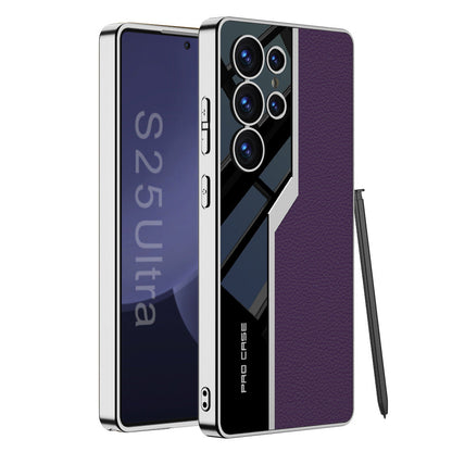Electroplated Leather Anti-fall Protective Phone Case For Galaxy S25 S24 S23 Ultra Plus