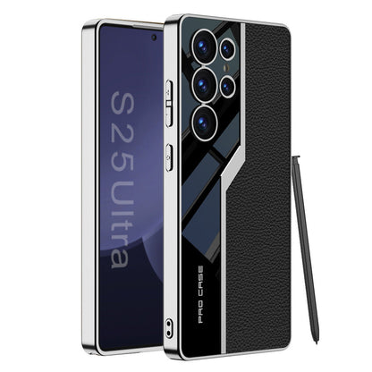 Electroplated Leather Anti-fall Protective Phone Case For Galaxy S25 S24 S23 Ultra Plus
