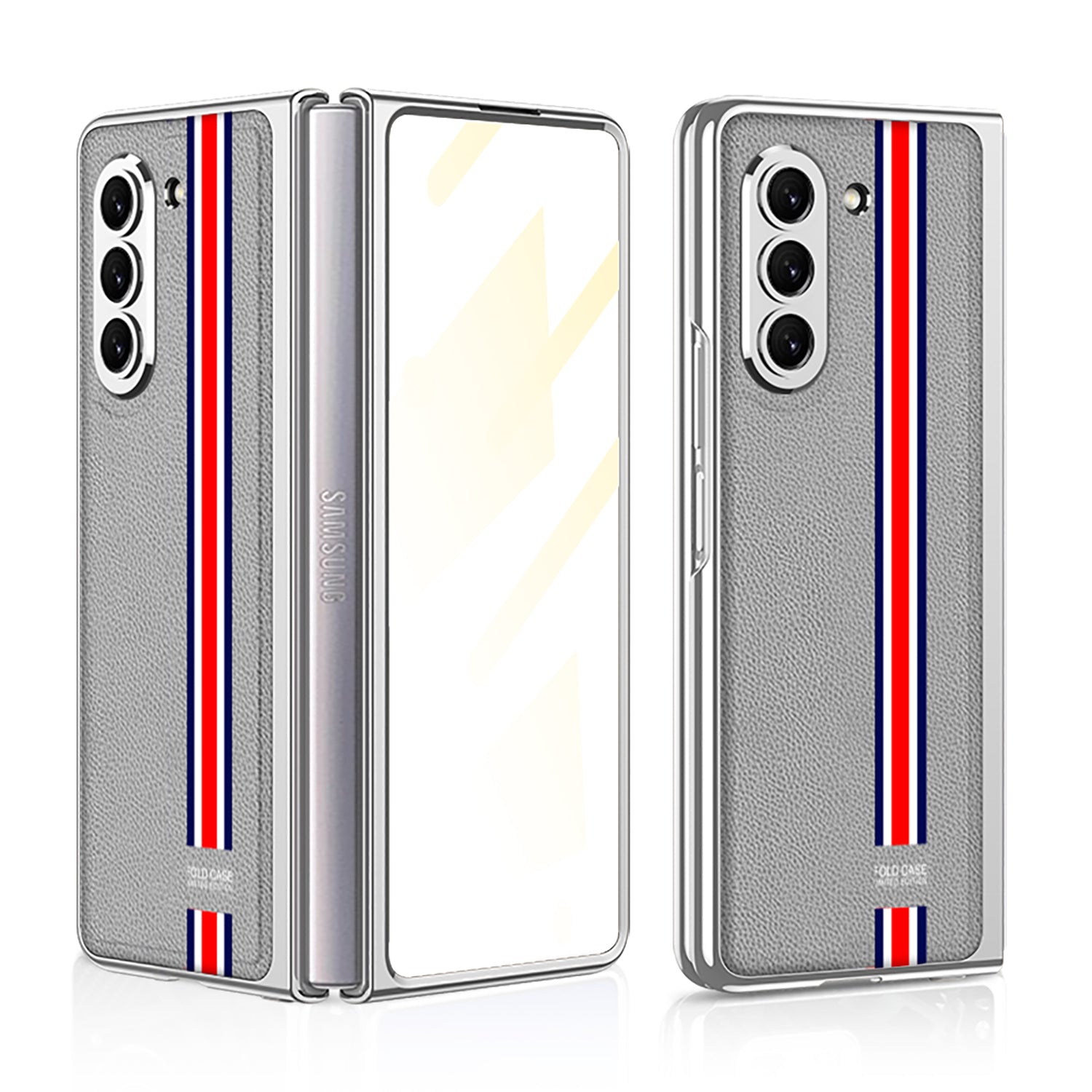 Luxury Leather Plating Phone Case With Back Screen Protector For Samsung Galaxy Z Fold 5/4/3 5G - Mycasety Mycasety