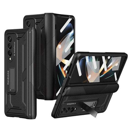 Magnetic Hinge Invisible Bracket Non-slip Phone Case For Samsung Galaxy Z Fold3 Fold4 5G With Back Screen Protector - Mycasety Mycasety