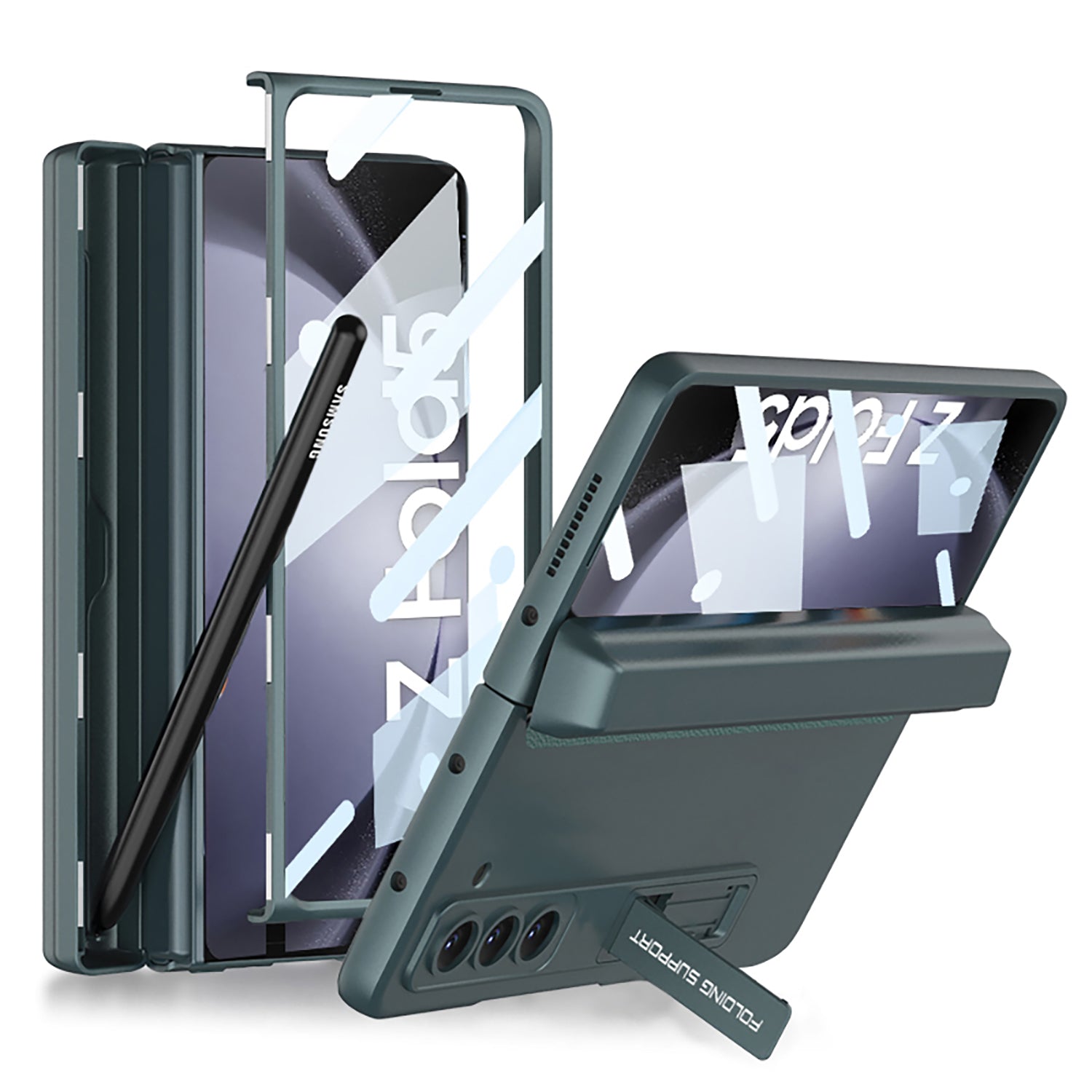 Magnetic Hinge Pen Box Protective Phone Case With Back Screen Glass For Samsung Galaxy Z Fold 5/4/3 5G - Mycasety Mycasety