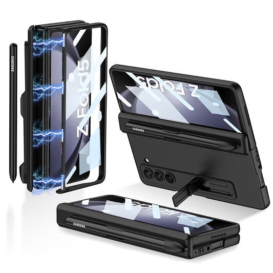 Magnetic Hinge S Pen Slot Ultra-Thin Phone Case With Back Screen Protector For Samsung Galaxy Z Fold 5/4/3 5G - Mycasety Mycasety