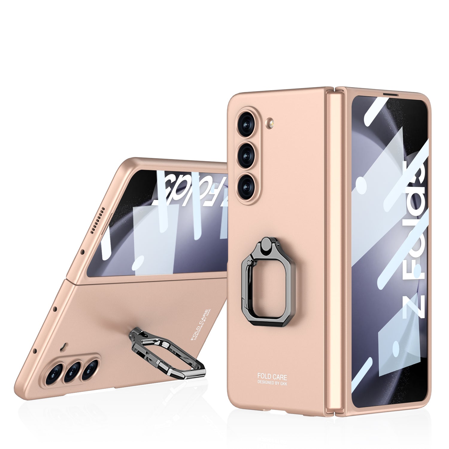 Luxury All-inclusive Ring Holder Phone Case With Back Screen Protector For Samsung Galaxy Z Fold 5 - Mycasety Mycasety