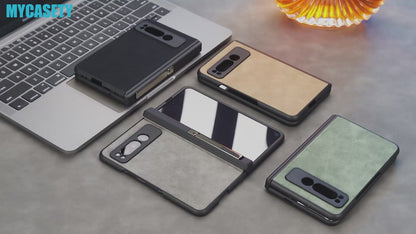 Magnetic Folding Hinge all-inclusive Leather Case With Tempered Film For Google Pixel Fold With Damped folding bracket