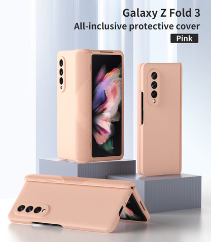 Folding Anti-drop Protective Case With Creative Folding Hinge Protection & Tempered Glass Film For Samsung Galaxy Z Fold 3 5G
