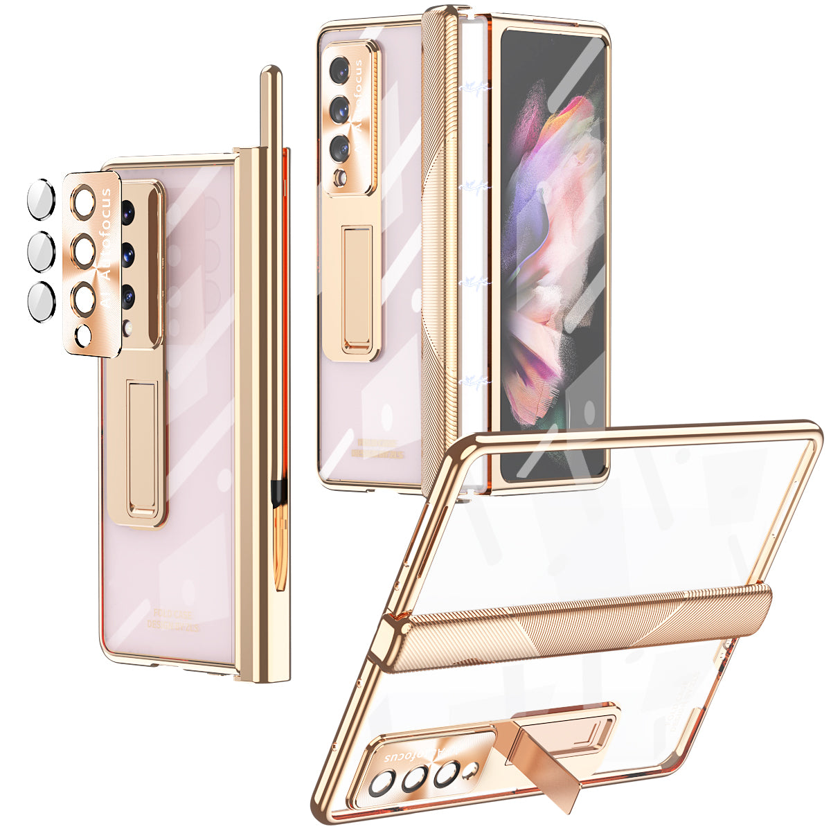 Magnetic Hinge Case For Samsung Galaxy Z Fold4 5G With Camera Protector and Stylus Double Hinges