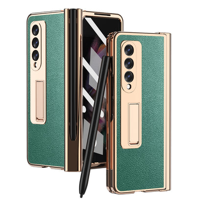 2pc Hinge Case Z Fold 3 Pencil Slot Hinge Protect Case For Samsung Galaxy Z Fold 3 With Front Screen Glass Film Case Z Fold3 5G