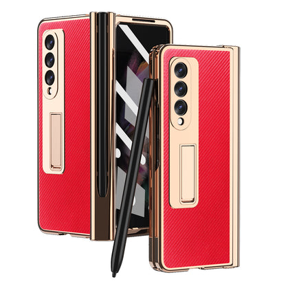 2pc Hinge Case Z Fold 3 Pencil Slot Hinge Protect Case For Samsung Galaxy Z Fold 3 With Front Screen Glass Film Case Z Fold3 5G