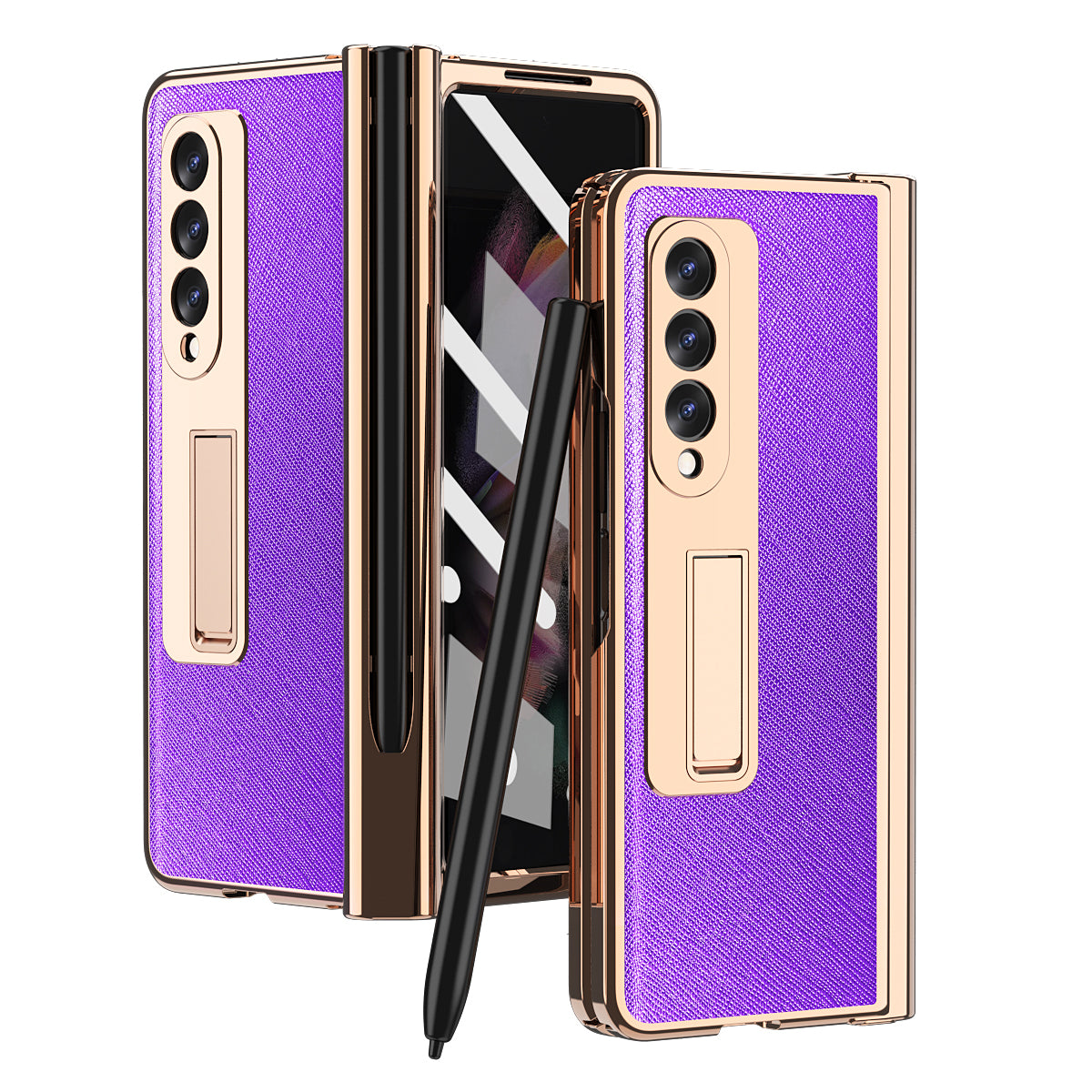 2pc Pencil Slot Hinge Full Protect For Samsung Z Fold 3 5G W22 With Front Screen Glass Z Fold3 Cover For Galaxy Z Fold 3 Case