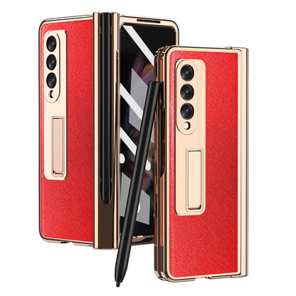 2pc Pencil Slot Hinge Full Protect For Samsung Z Fold 3 5G W22 With Front Screen Glass Z Fold3 Cover For Galaxy Z Fold 3 Case