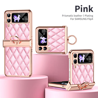 Luxury Samsung Z Flip4 5G Case With Diamond Window and Ring Stand