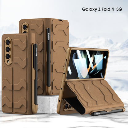 Foldable Leather Galaxy Z Fold4 5G Cardholder Case with Film Protector and S Pen Slot