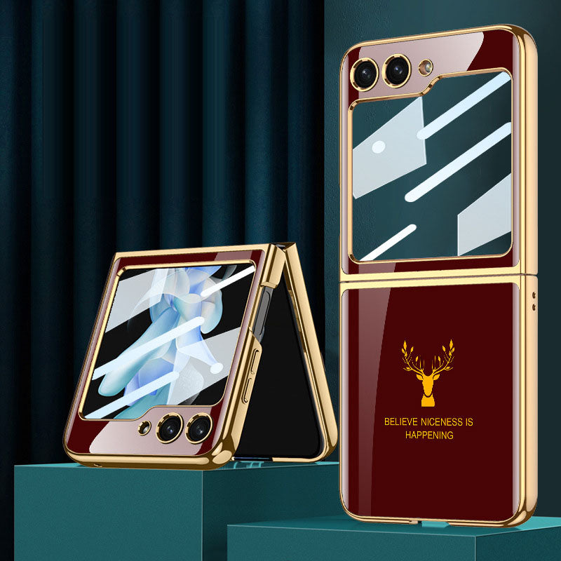 Samsung Galaxy Z Flip5 Electroplating Deer Pattern Case ultra-thin Drop-proof Case