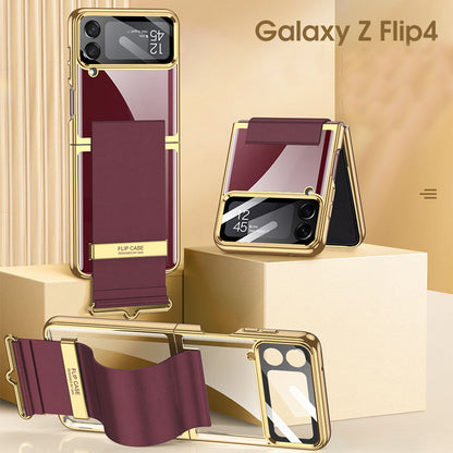 Electroplated Transparent Samsung Galaxy Z Flip4  Hard Cover with Strap