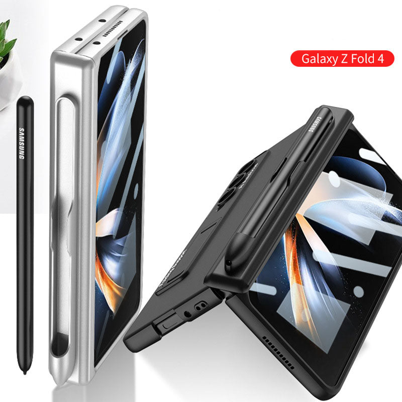 Magnetic Hinge Case For Galaxy Z Fold4 5G With S Pen Slot And Tempered Film