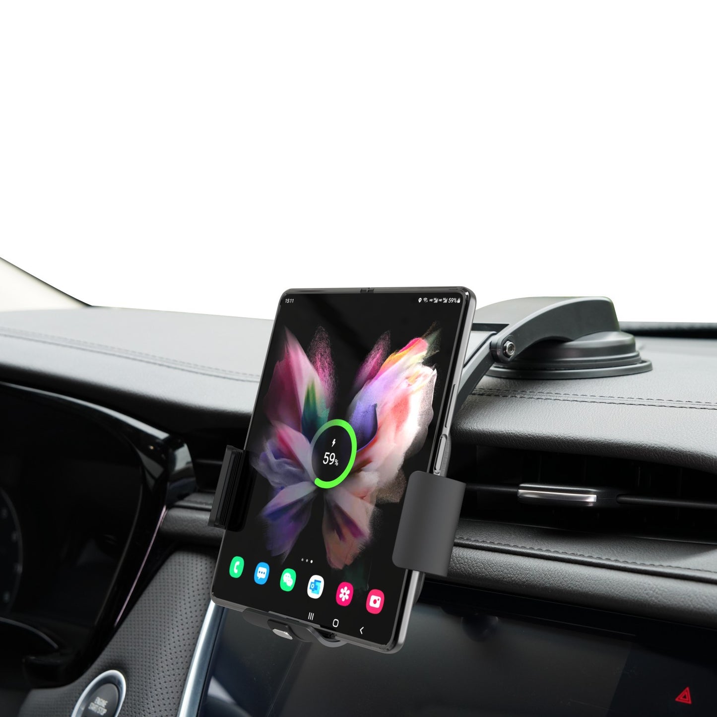 15W Intelligent Automatic Sensor  Dual Charging Car Holder Charger For Samsung Galaxy Z Fold4 Fold3 5G
