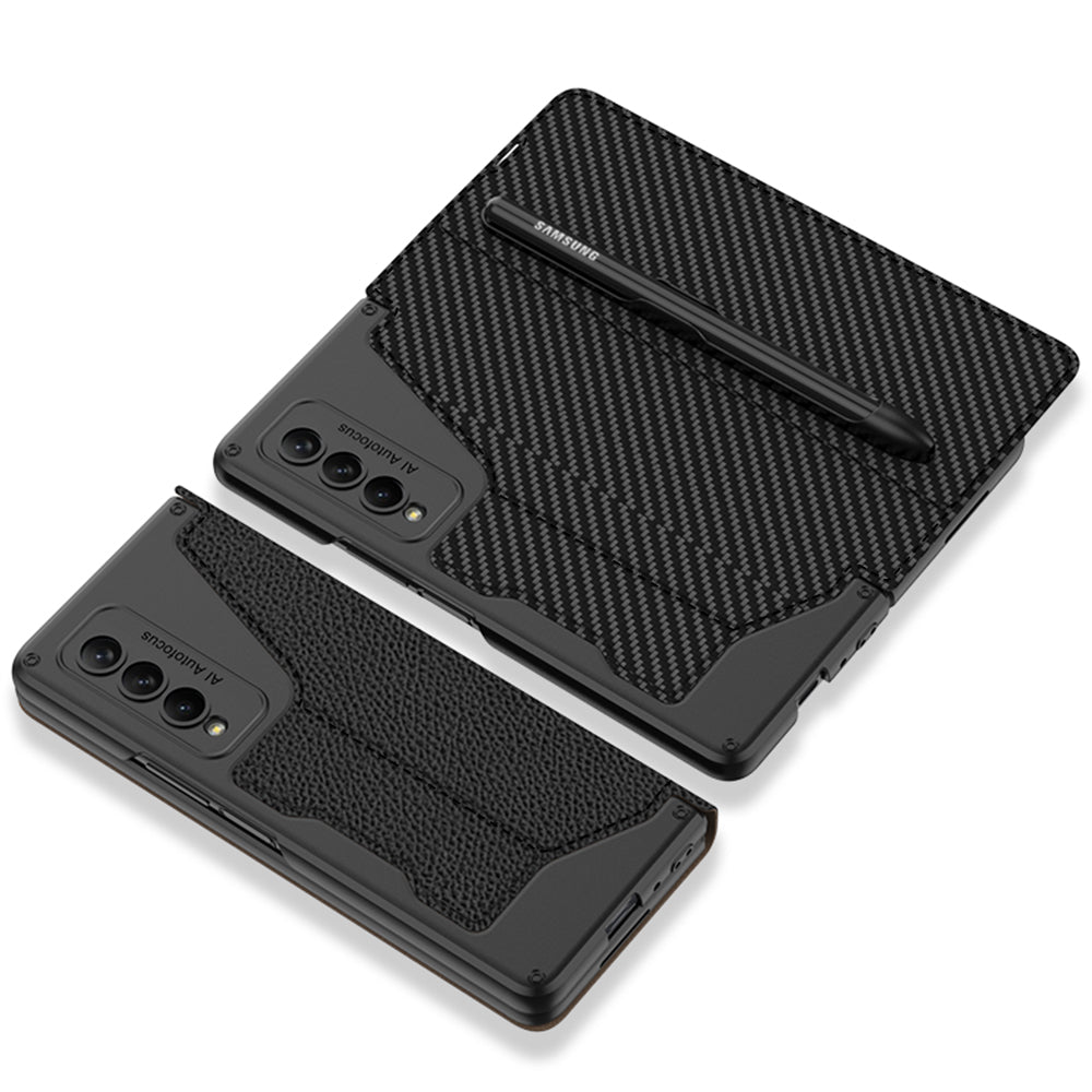 Leather Samsung Galaxy Z Fold4 5G Case Wallet Case With Detachable Velcro Pen Slot
