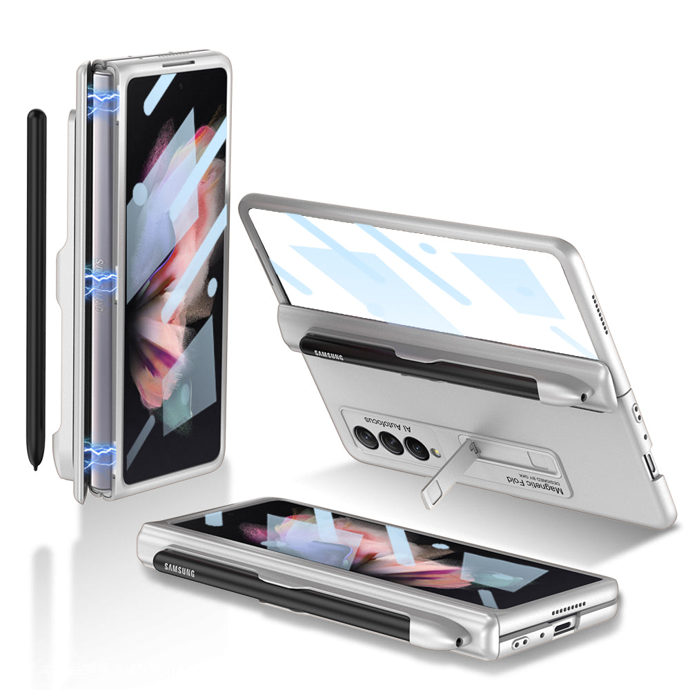 Magnetic Hinger Full Protector Heavy Duty Galaxy Z Flip 3 5G Case With Kickstand S Pen Slot and Screen Film