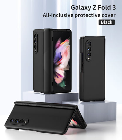 Folding Anti-drop Protective Case With Creative Folding Hinge Protection & Tempered Glass Film For Samsung Galaxy Z Fold 3 5G