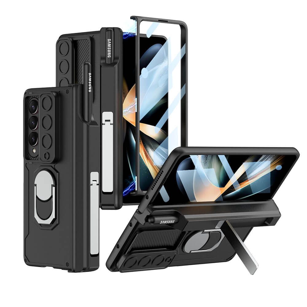 Full Protection Samsung Galaxy Z Fold4 5G Case with S pen Slot Camera Lens Protector and Stand