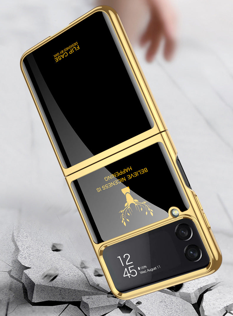 Luxury Electroplating Deer Glass Samsung Galaxy Z Flip4 5G Case