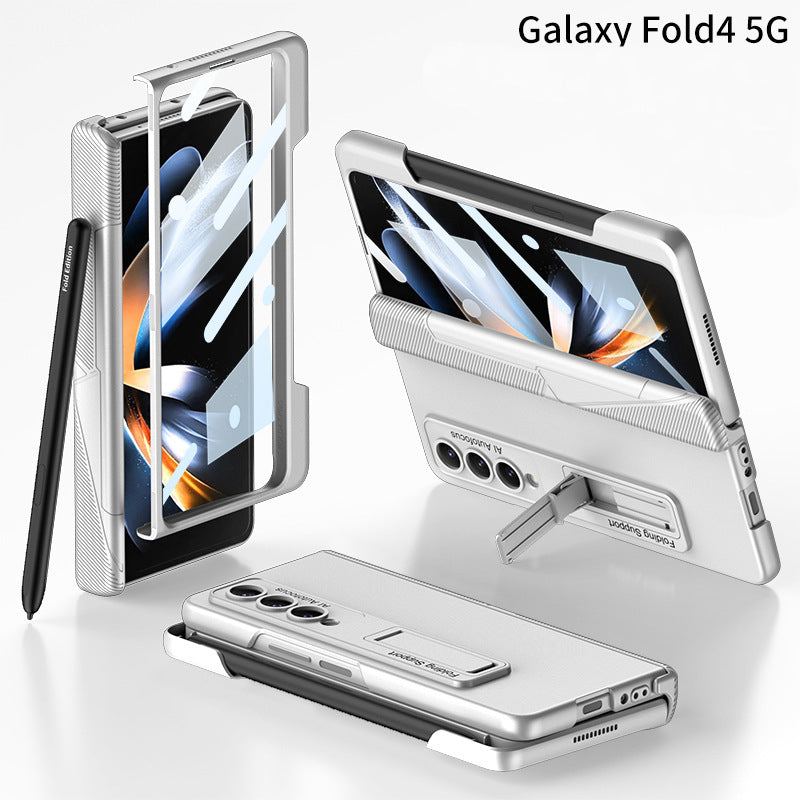 Side Pen Slot Hinge Flip Cover for Samsung Galaxy Z Fold4 5G Case with Screen Protector