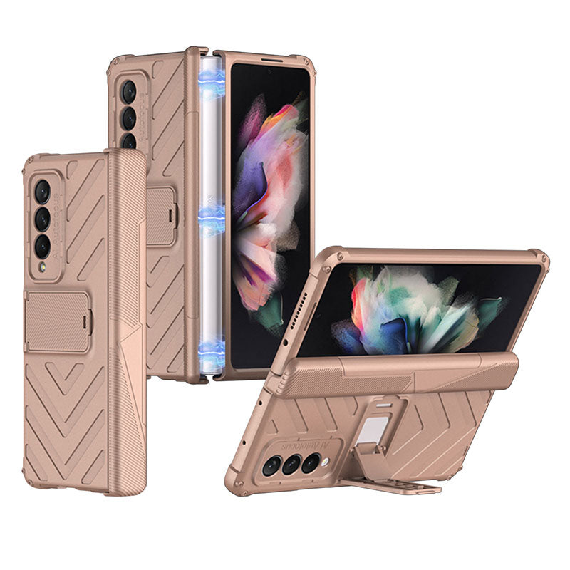 Magnetic Armor All-included Protective Cover With Hinge Holder For Samsung Galaxy Z Fold 3 5G