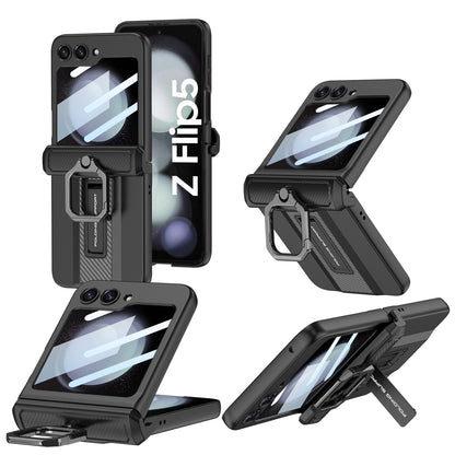 Magnetic Armor Case For Samsung Galaxy Z Flip5 With Easily Folded Bracket