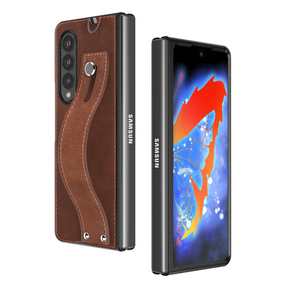 Samsung Galaxy Z Fold 3 5G Case Slim Lightweight Genuine Leather Hand Strap Protective Shockproof Cover