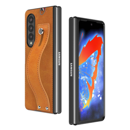 Samsung Galaxy Z Fold 3 5G Case Slim Lightweight Genuine Leather Hand Strap Protective Shockproof Cover