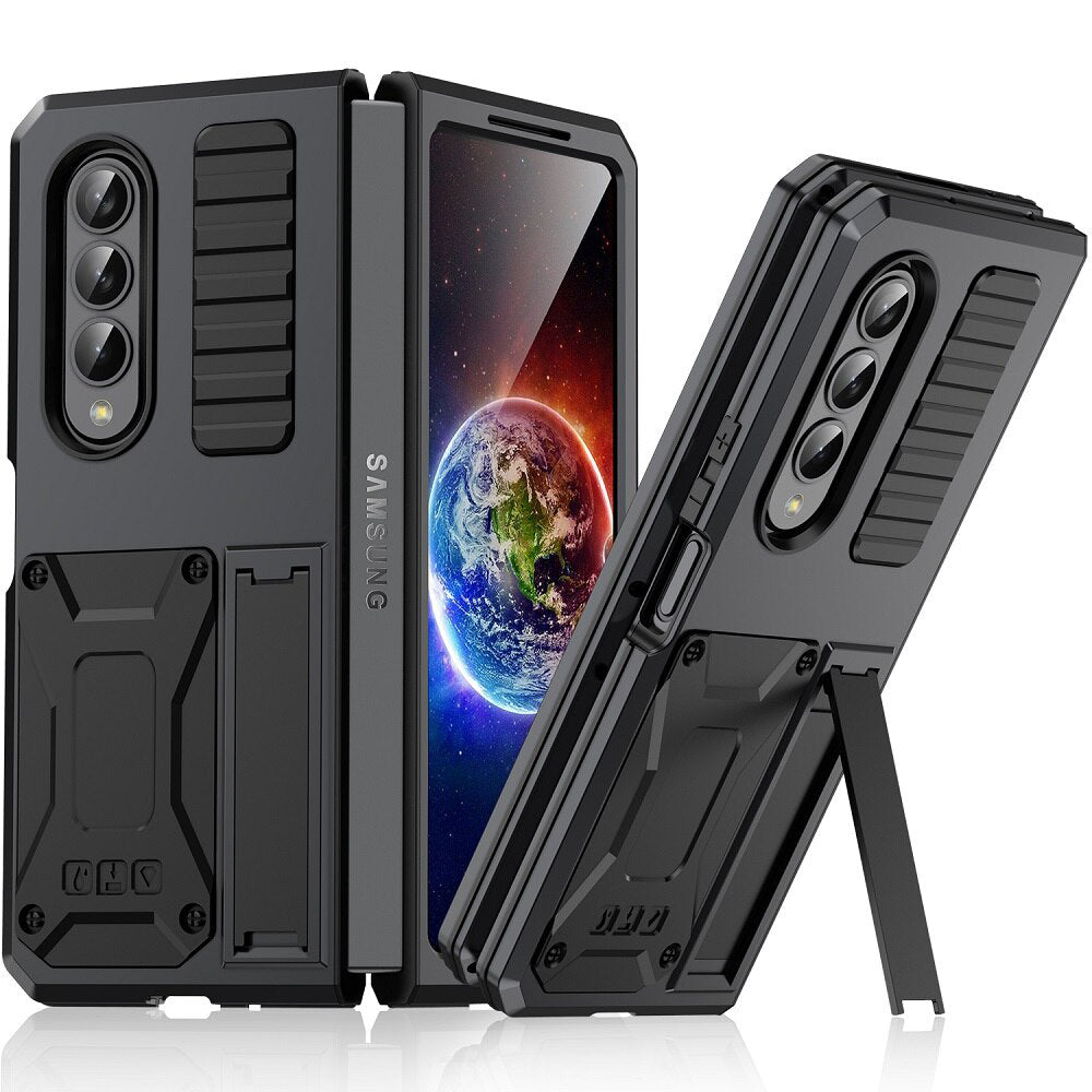 Samsung Galaxy Z Fold4 5G Case Aluminum Alloy Metal Heavy Duty Protection Stand Back Cover for Samsung Z Fold4 Capa