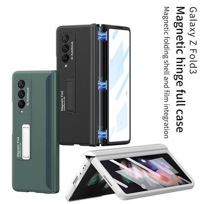Magnetic Hinge Tempered Glass Case Cover For Samsung Galaxy Z Fold 3 5G Case 360 full Protection Stand Case For Fold3