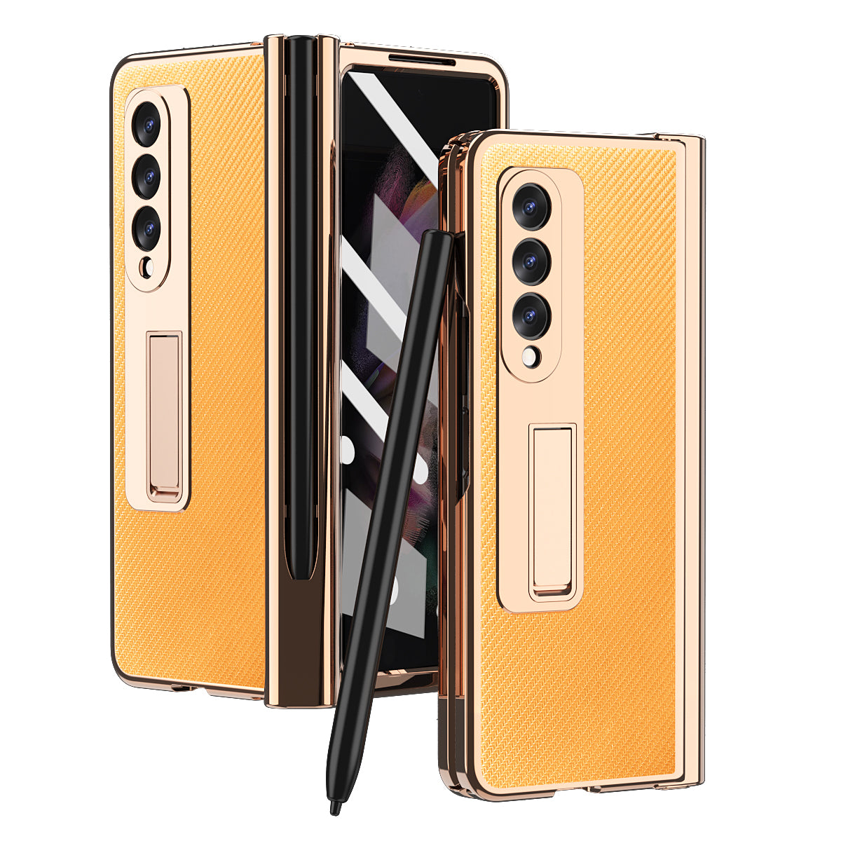 Samsung Galaxy Z Fold 4 3 2 5G Case 2 PCS Hinge Pen Slot Front Screen Glass With Capacitive Pen