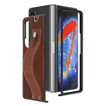 Samsung Galaxy Z Fold 3 5G Case Slim Lightweight Genuine Leather Hand Strap Protective Shockproof Cover