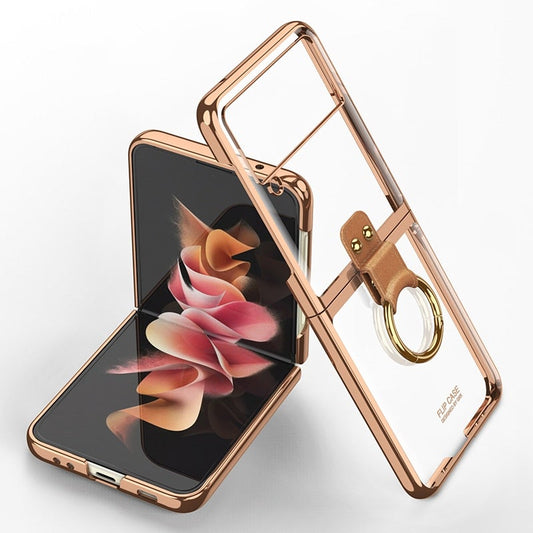 Luxury Plating Transparent Ring Holder Case For Samsung Galaxy Z Flip 3 5G - VooChoice