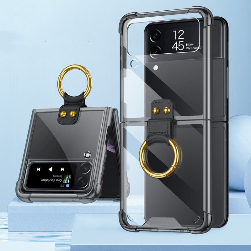 Luxury Plating Transparent Ring Holder Case For Samsung Galaxy Z Flip 3 5G - VooChoice