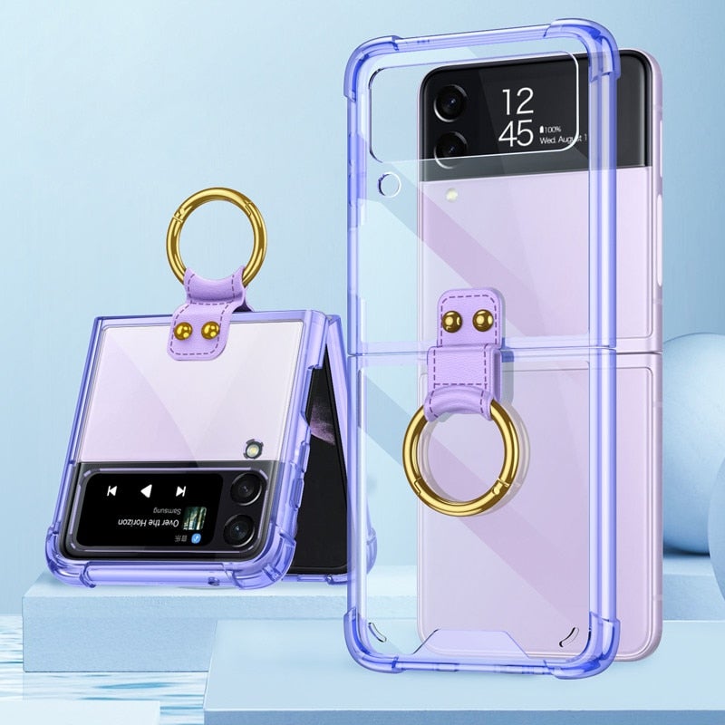 Luxury Plating Transparent Ring Holder Case For Samsung Galaxy Z Flip 3 5G - VooChoice