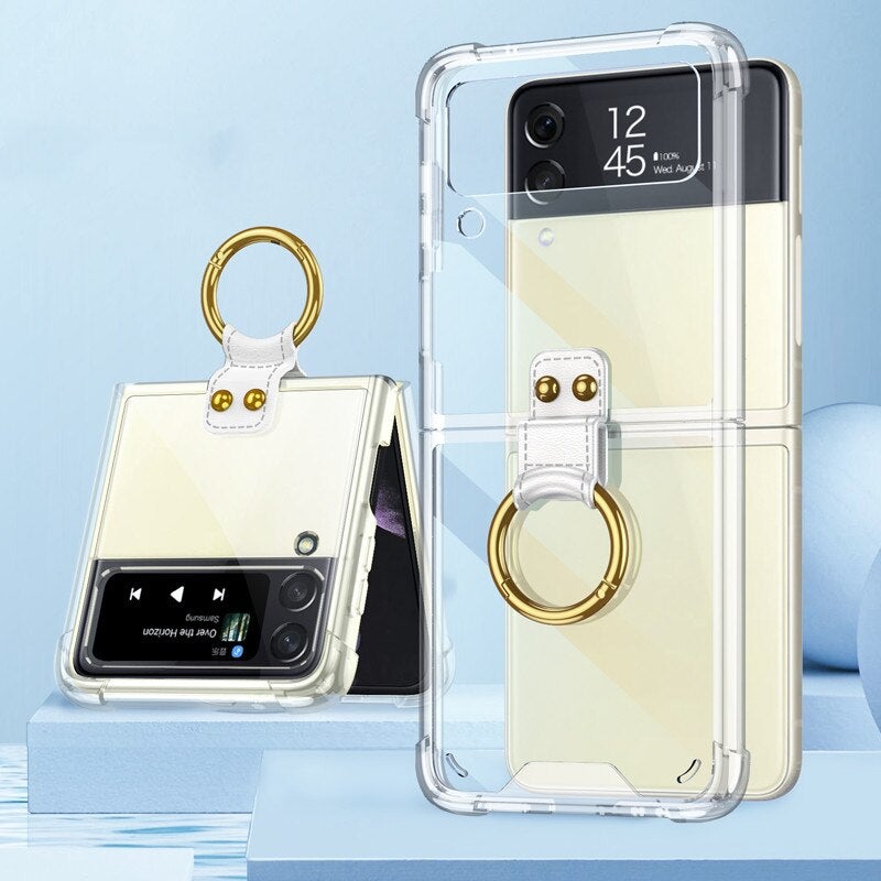 Luxury Plating Transparent Ring Holder Case For Samsung Galaxy Z Flip 3 5G - VooChoice