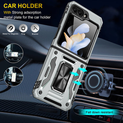 Samsung Z Flip 5 Case Metal Ring Car Magnetic Bracket Protective Case